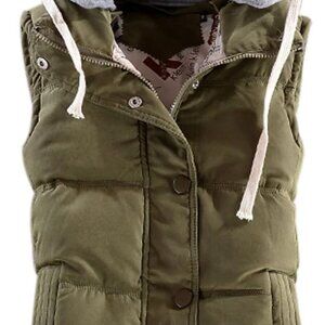 Women's Slim Sleeveless Quilted Removable Hooded Winter Puffer Vest Coat